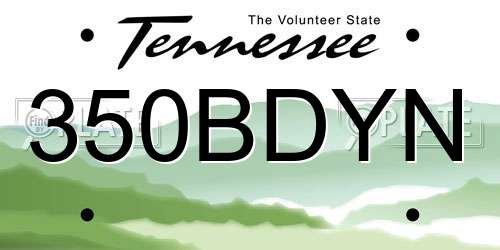 350BDYN Tennessee License Plate