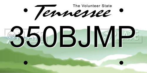 350BJMP Tennessee License Plate