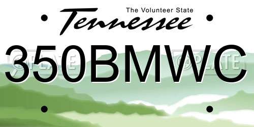 350BMWC Tennessee License Plate