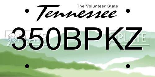 350BPKZ Tennessee License Plate