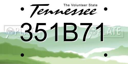 351B71 Tennessee License Plate