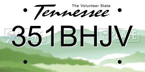 351BHJV Tennessee License Plate