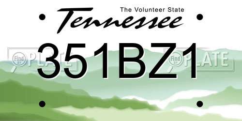 351BZ1 Tennessee License Plate