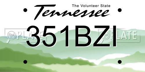 351BZI Tennessee License Plate
