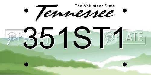 351ST1 Tennessee License Plate