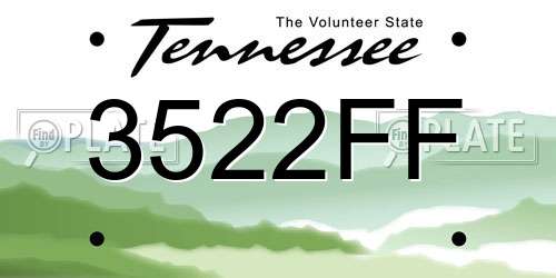 3522FF Tennessee License Plate