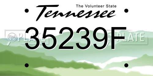 35239F Tennessee License Plate