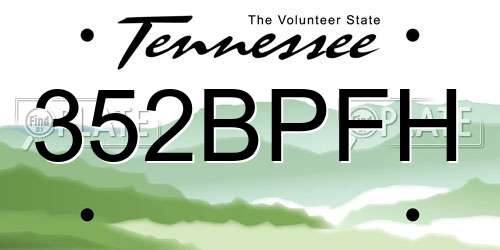 352BPFH Tennessee License Plate