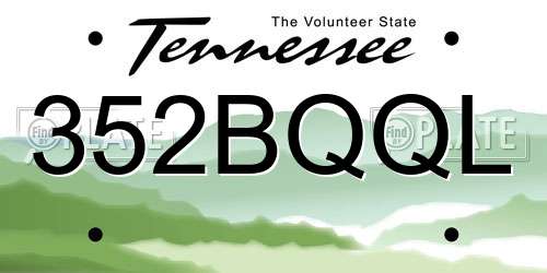 352BQQL Tennessee License Plate