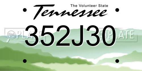 352J30 Tennessee License Plate
