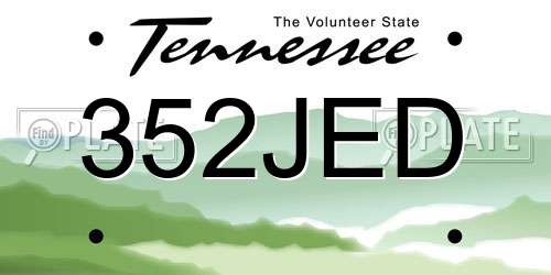 352JED Tennessee License Plate