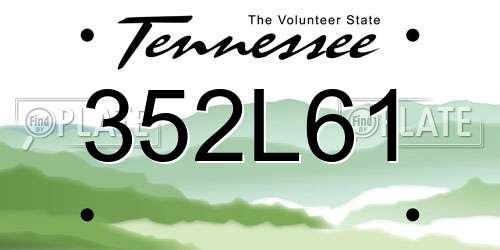 352L61 Tennessee License Plate