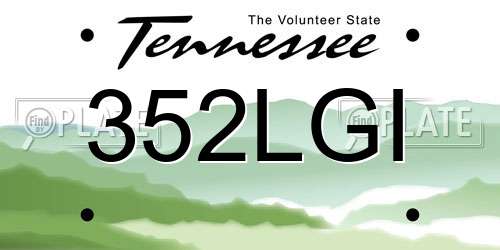 352LGI Tennessee License Plate
