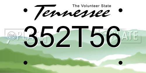 352T56 Tennessee License Plate