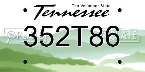 352T86 Tennessee License Plate