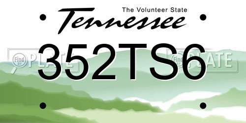 352TS6 Tennessee License Plate