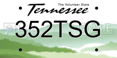 352TSG Tennessee License Plate