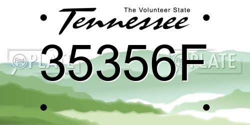 35356F Tennessee License Plate
