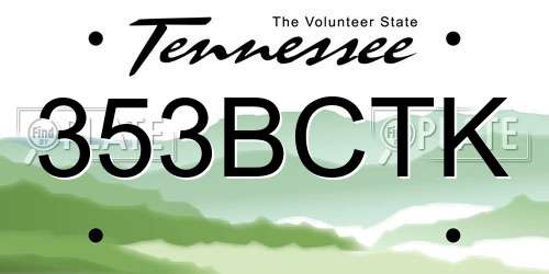 353BCTK Tennessee License Plate