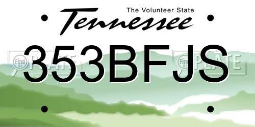 353BFJS Tennessee License Plate