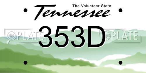 353D Tennessee License Plate