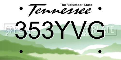 353YVG Tennessee License Plate