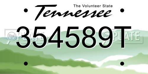 354589T Tennessee License Plate