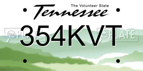 354KVT Tennessee License Plate