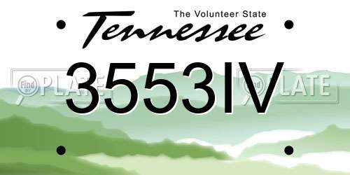 3553IV Tennessee License Plate