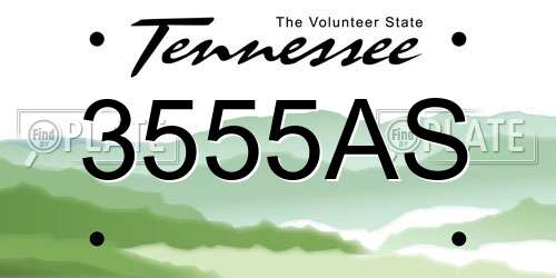 3555AS Tennessee License Plate