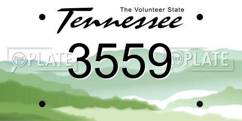 3559 Tennessee License Plate