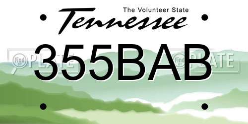 355BAB Tennessee License Plate