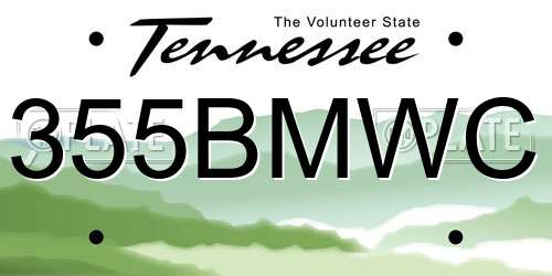 355BMWC Tennessee License Plate