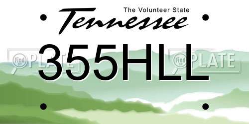 355HLL Tennessee License Plate