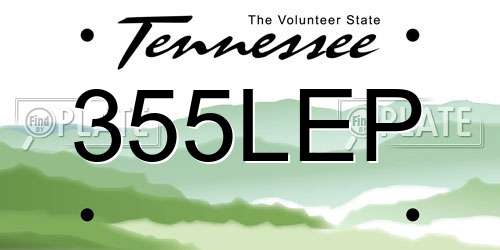355LEP Tennessee License Plate