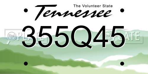 355Q45 Tennessee License Plate