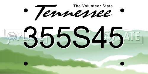 355S45 Tennessee License Plate