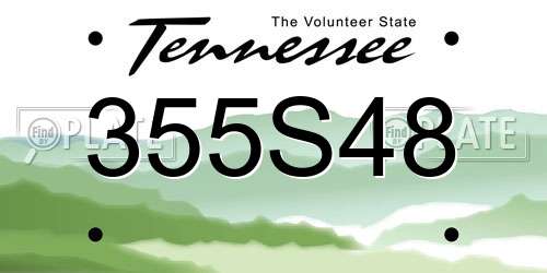 355S48 Tennessee License Plate