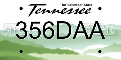 356DAA Tennessee License Plate