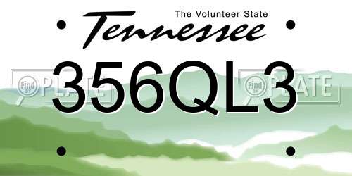 356QL3 Tennessee License Plate