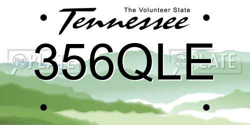 356QLE Tennessee License Plate