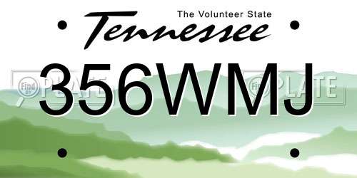 356WMJ Tennessee License Plate