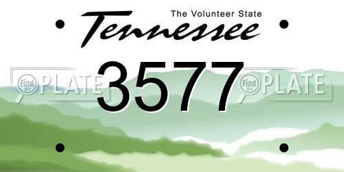 3577 Tennessee License Plate
