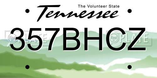 357BHCZ Tennessee License Plate