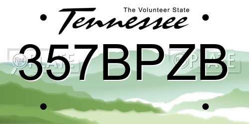 357BPZB Tennessee License Plate