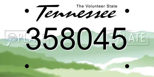358045 Tennessee License Plate