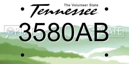3580AB Tennessee License Plate