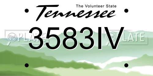 3583IV Tennessee License Plate