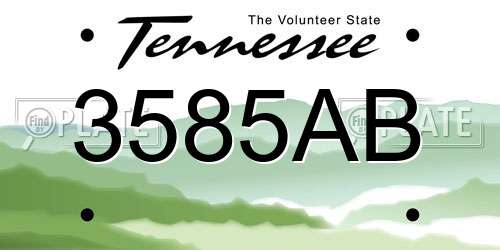 3585AB Tennessee License Plate