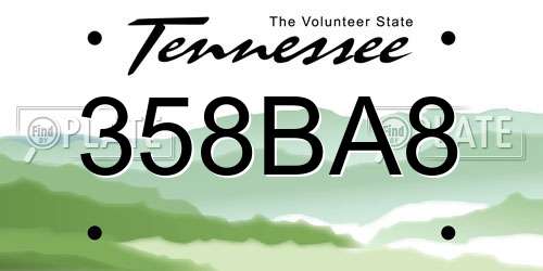 358BA8 Tennessee License Plate